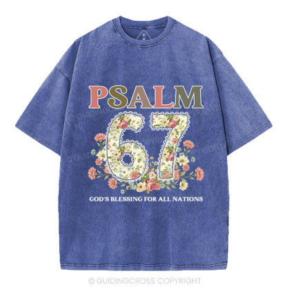 Psalm 67 God's Blessing For All Nations Christian Washed T-Shirt
