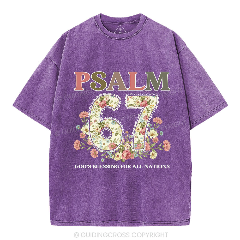 Psalm 67 God's Blessing For All Nations Christian Washed T-Shirt