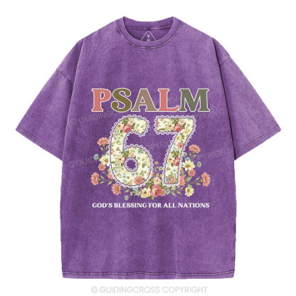 Psalm 67 God's Blessing For All Nations Christian Washed T-Shirt