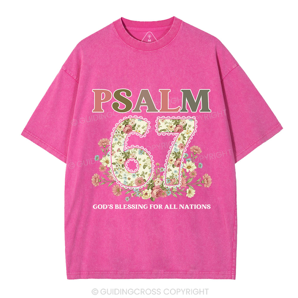 Psalm 67 God's Blessing For All Nations Christian Washed T-Shirt