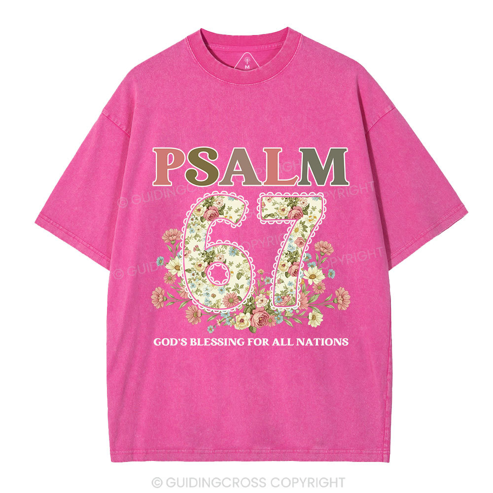 Psalm 67 God's Blessing For All Nations Christian Washed T-Shirt