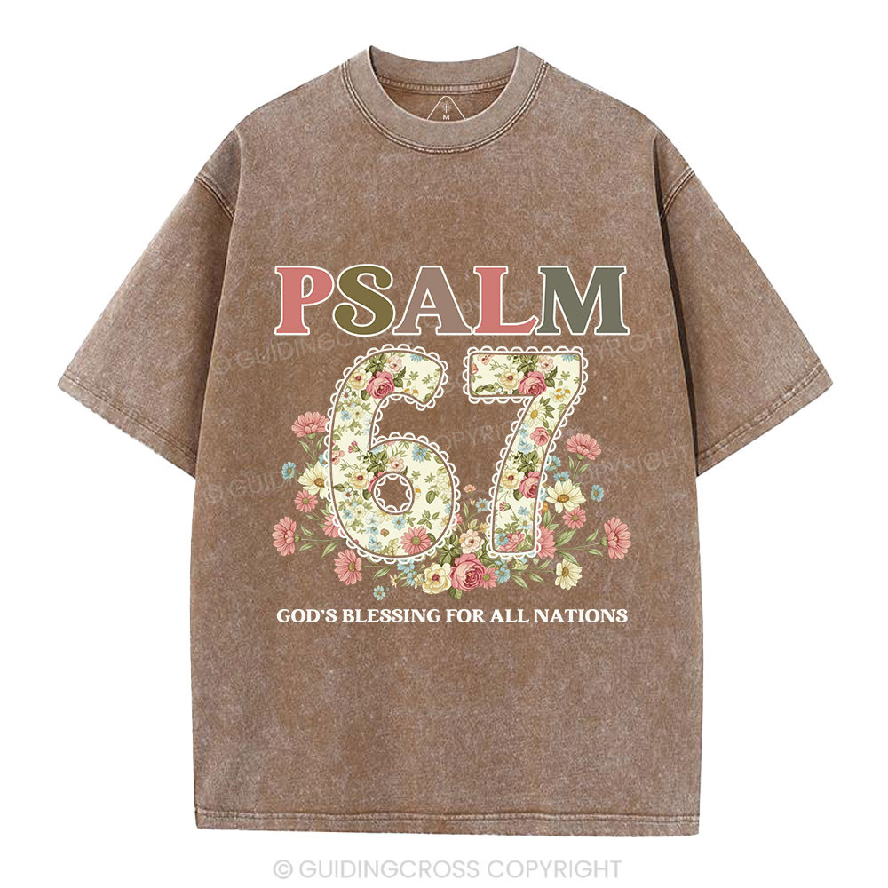Psalm 67 God's Blessing For All Nations Christian Washed T-Shirt