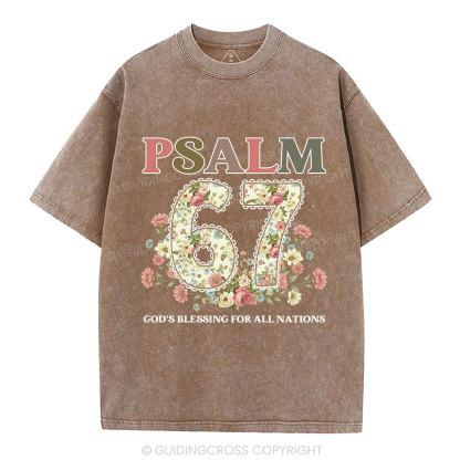 Psalm 67 God's Blessing For All Nations Christian Washed T-Shirt