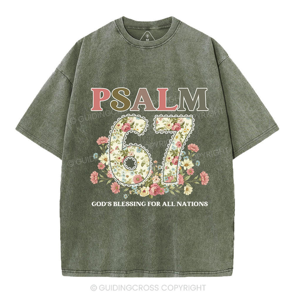 Psalm 67 God's Blessing For All Nations Christian Washed T-Shirt