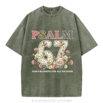 Psalm 67 God's Blessing For All Nations Christian Washed T-Shirt