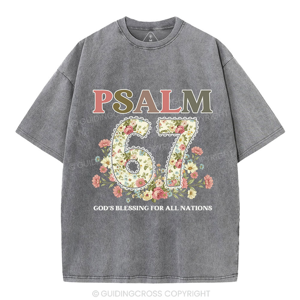 Psalm 67 God's Blessing For All Nations Christian Washed T-Shirt