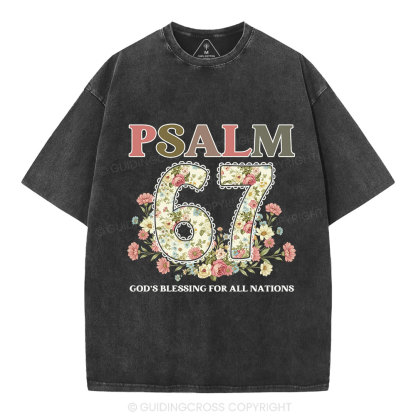 Psalm 67 God's Blessing For All Nations Christian Washed T-Shirt