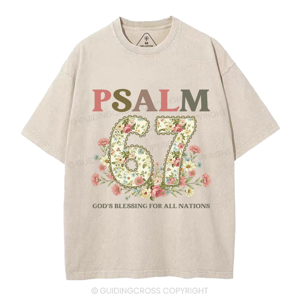 Psalm 67 God's Blessing For All Nations Christian Washed T-Shirt