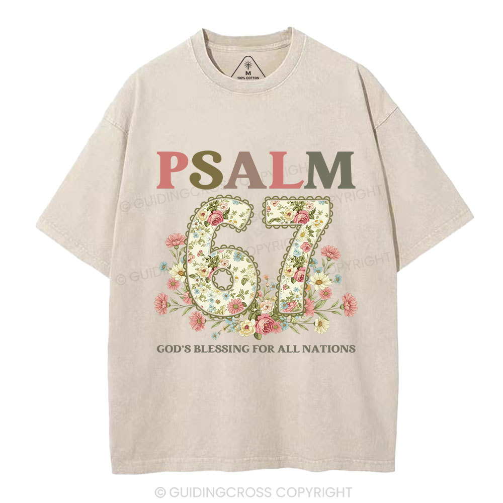Psalm 67 God's Blessing For All Nations Christian Washed T-Shirt