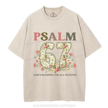Psalm 67 God's Blessing For All Nations Christian Washed T-Shirt