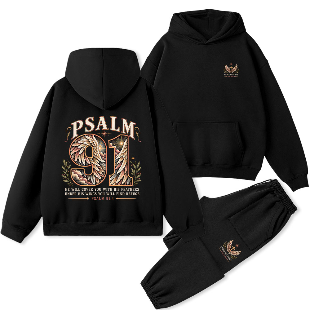 Psalm 91 Christian Premium Fleece Hoodie Set