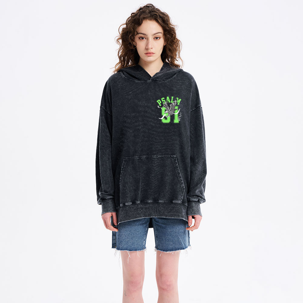 Psalm 91 Eagle Christian Washed Hoodie 