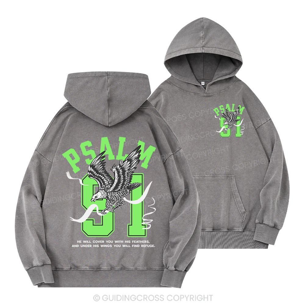 Psalm 91 Eagle Christian Washed Hoodie 