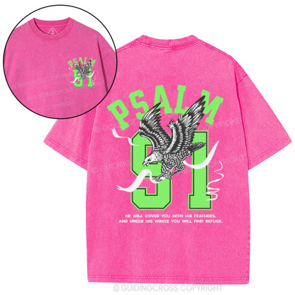 Psalm 91 Eagle Christian Washed T-Shirt