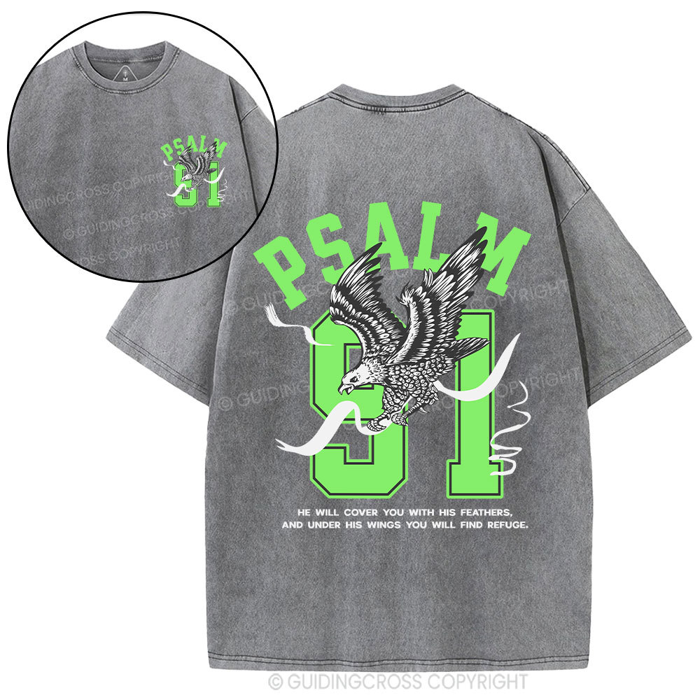 Psalm 91 Eagle Christian Washed T-Shirt
