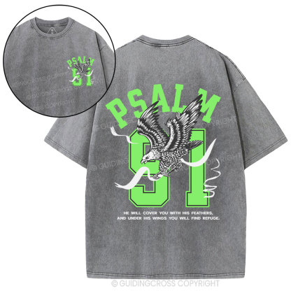 Psalm 91 Eagle Christian Washed T-Shirt