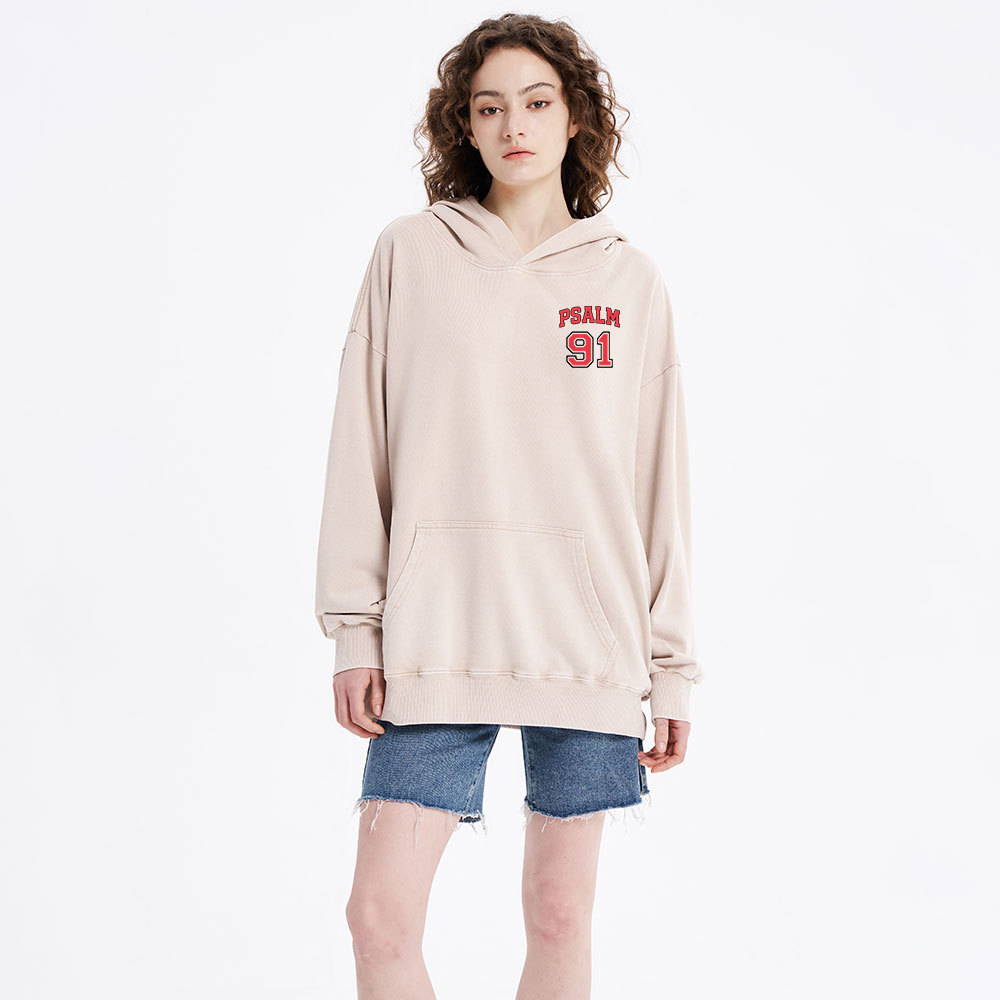 Psalm 91 He Is My Refuge And My Fortress Christian Washed Hoodie