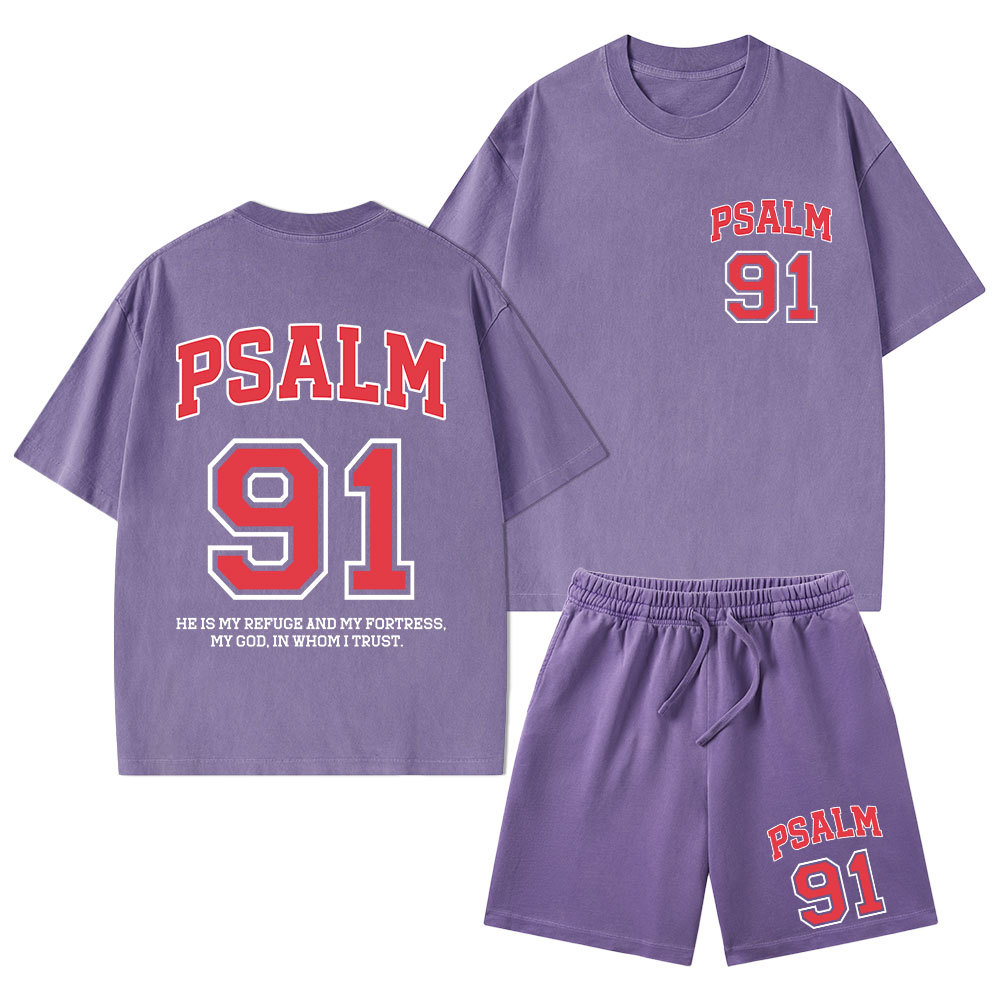 Psalm 91 He Is My Refuge And My Fortress Christian Washed T-Shirt & Shorts