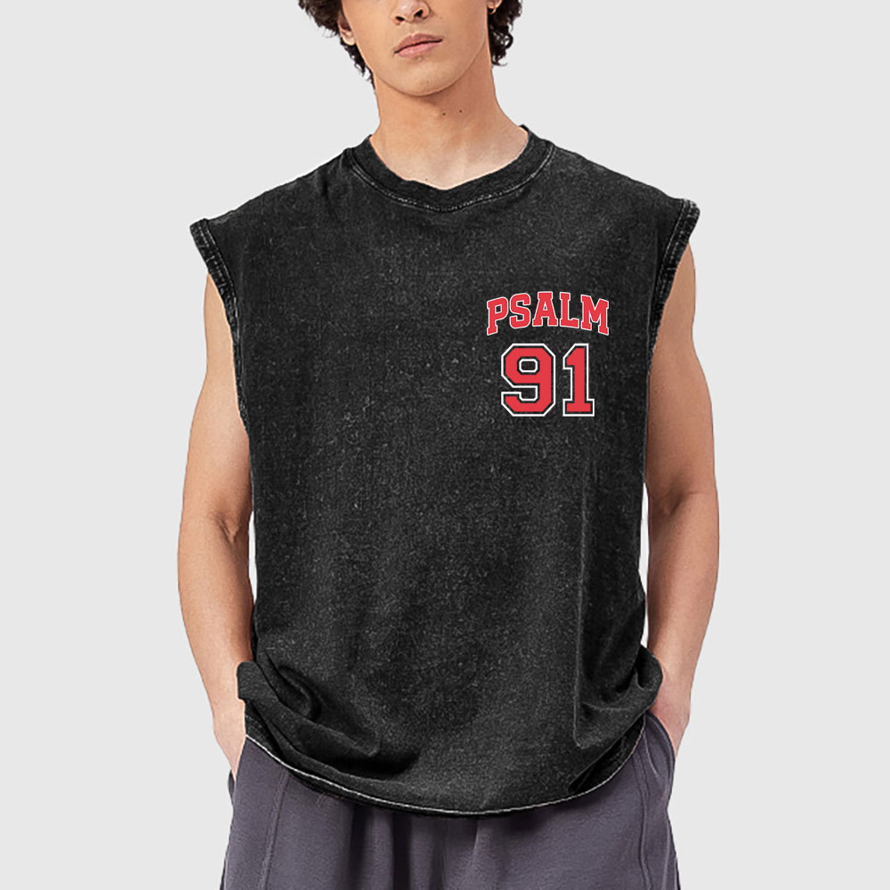 Psalm 91 He Is My Refuge And My Fortress Christian Washed Tank Top