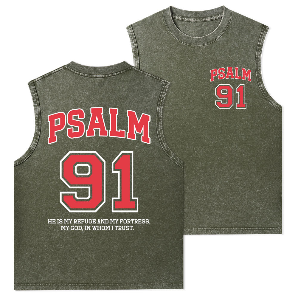 Psalm 91 He Is My Refuge And My Fortress Christian Washed Tank Top