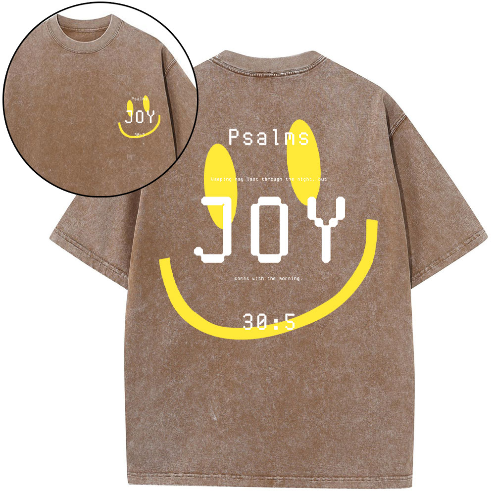 Psalms Joy Face Christian Washed T-Shirt