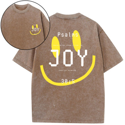 Psalms Joy Face Christian Washed T-Shirt