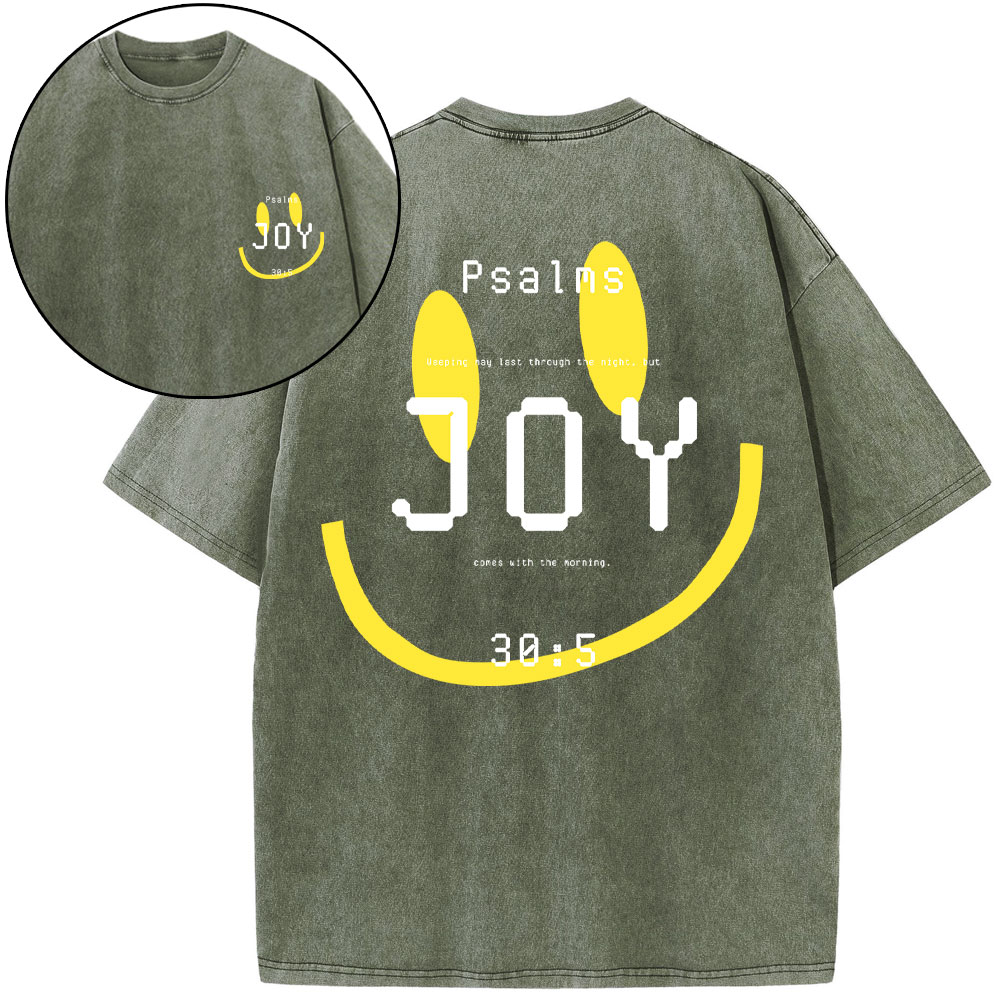 Psalms Joy Face Christian Washed T-Shirt