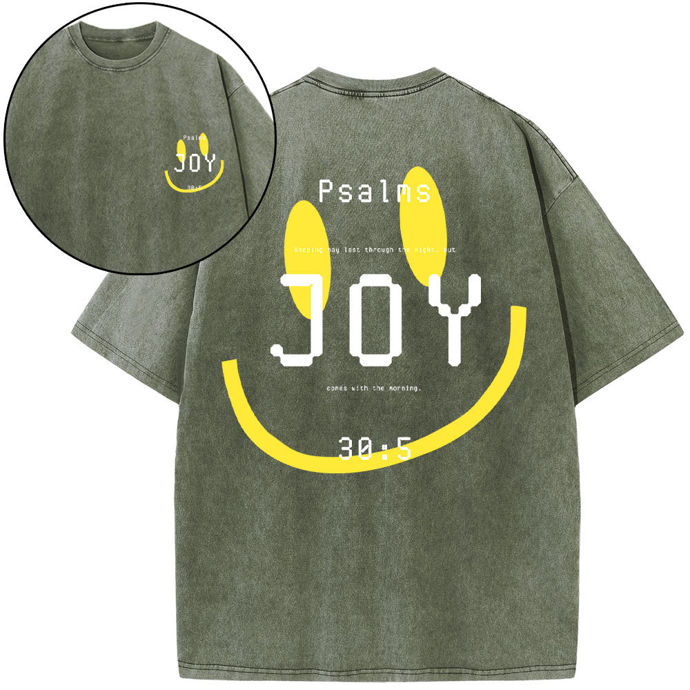 Psalms Joy Face Christian Washed T-Shirt