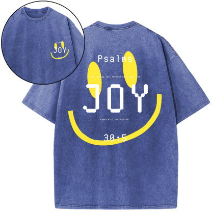 Psalms Joy Face Christian Washed T-Shirt