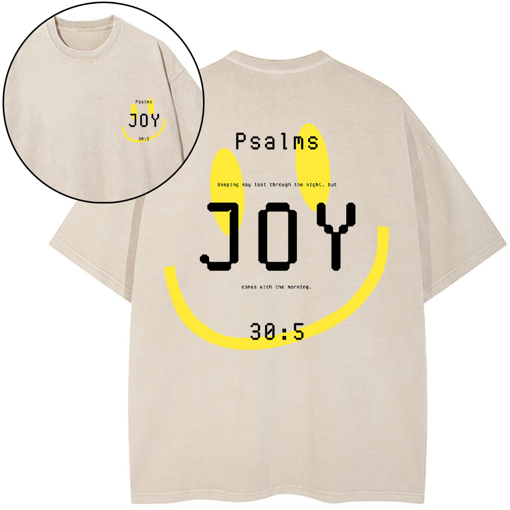 Psalms Joy Face Christian Washed T-Shirt