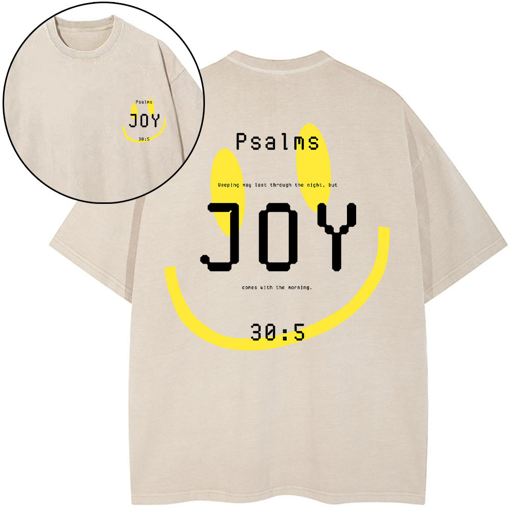 Psalms Joy Face Christian Washed T-Shirt