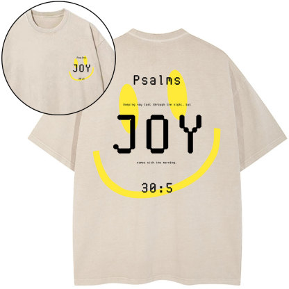 Psalms Joy Face Christian Washed T-Shirt