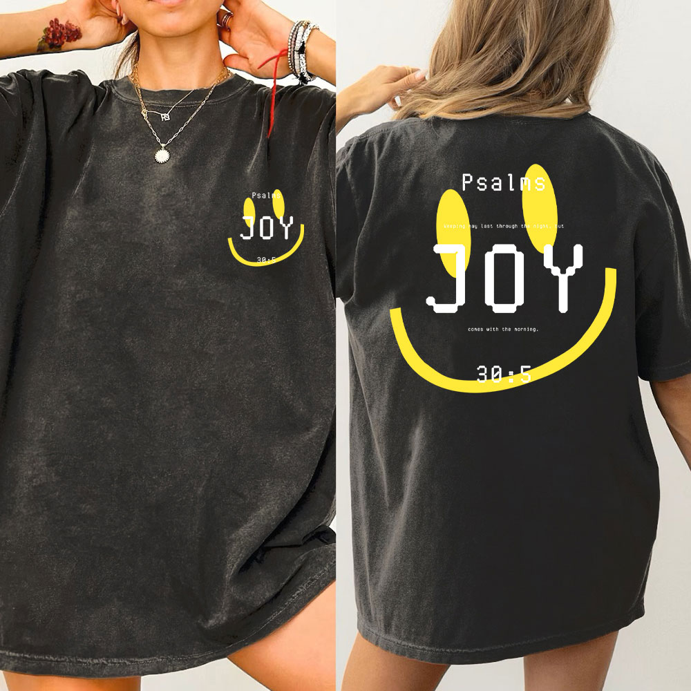 Psalms Joy Face Christian Washed T-Shirt