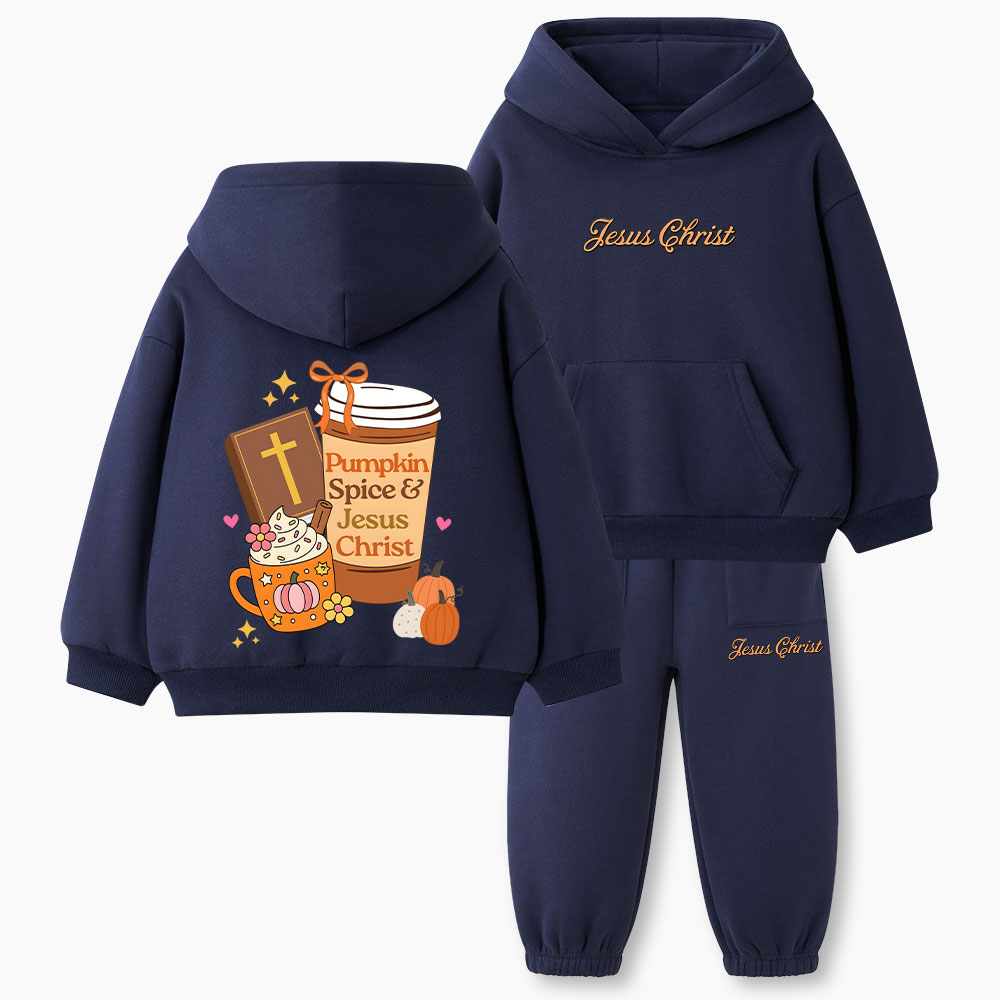 Pumpkin And Jesus Christ Christian Kid Fleece Hoodie Set