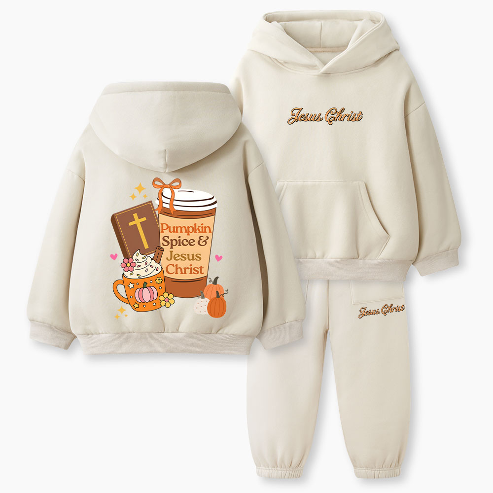 Pumpkin And Jesus Christ Christian Kid Fleece Hoodie Set