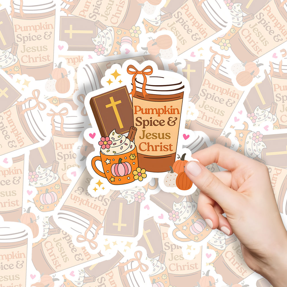 Pumpkin Spice And Jesus Christ Christian Stickers