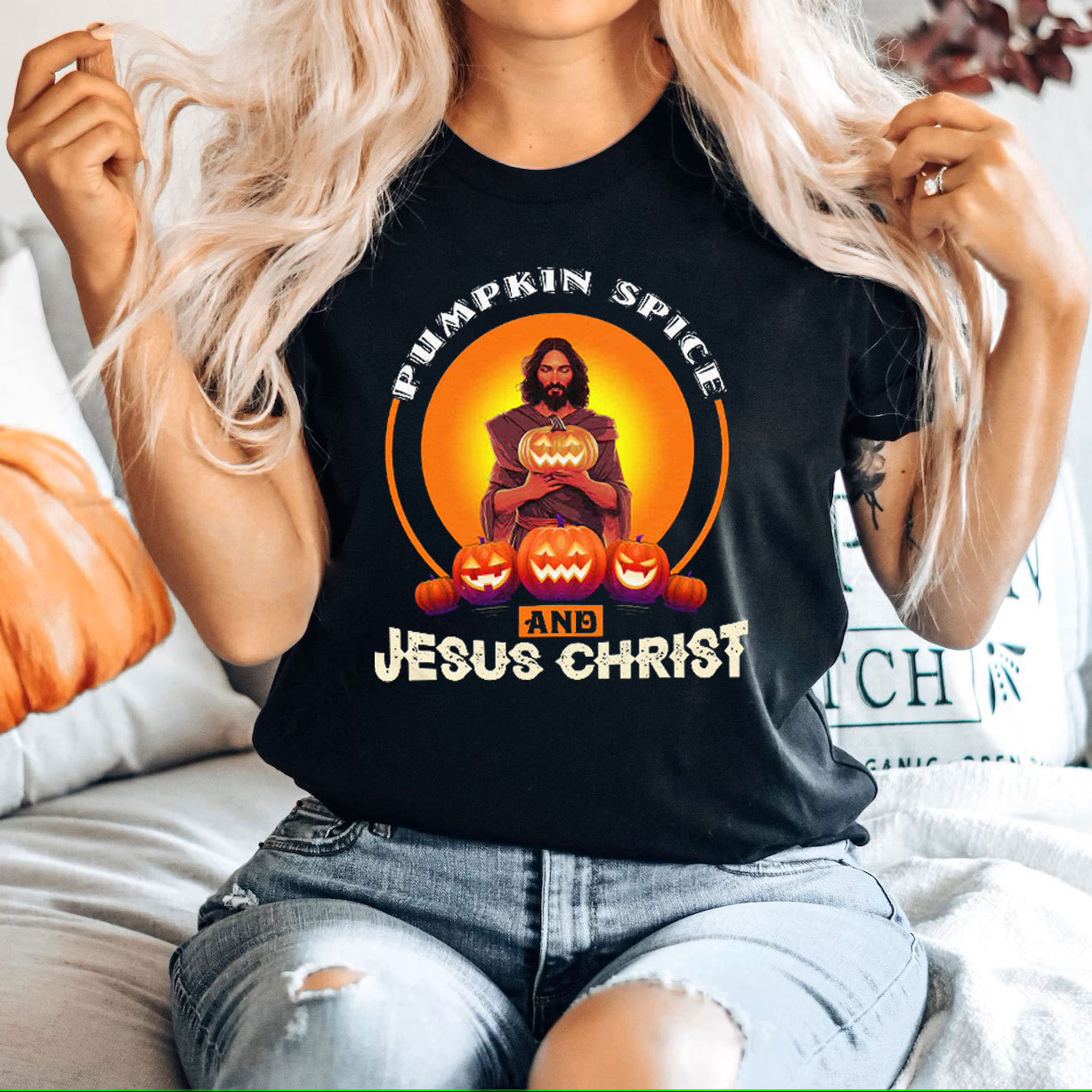 Pumpkin Spice And Jesus Christ Christian T-Shirt