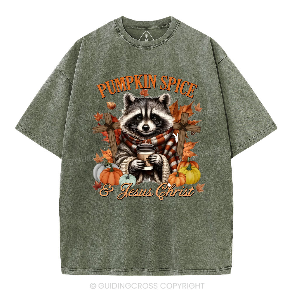 Pumpkin Spice And Jesus Christ  Christian Washed T-Shirt