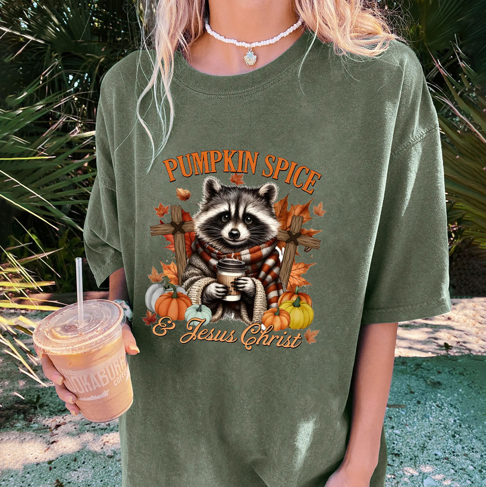 Pumpkin Spice And Jesus Christ  Christian Washed T-Shirt