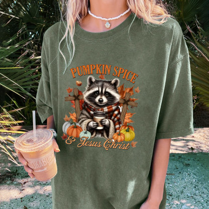 Pumpkin Spice And Jesus Christ  Christian Washed T-Shirt