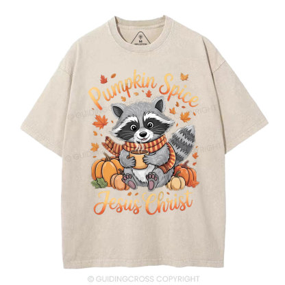 Pumpkin Spice And Jesus Christ Christian Washed T-Shirt