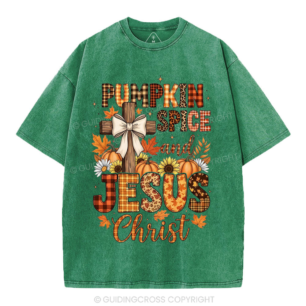 Pumpkin Spice And Jesus Christ Christian Washed T-Shirt