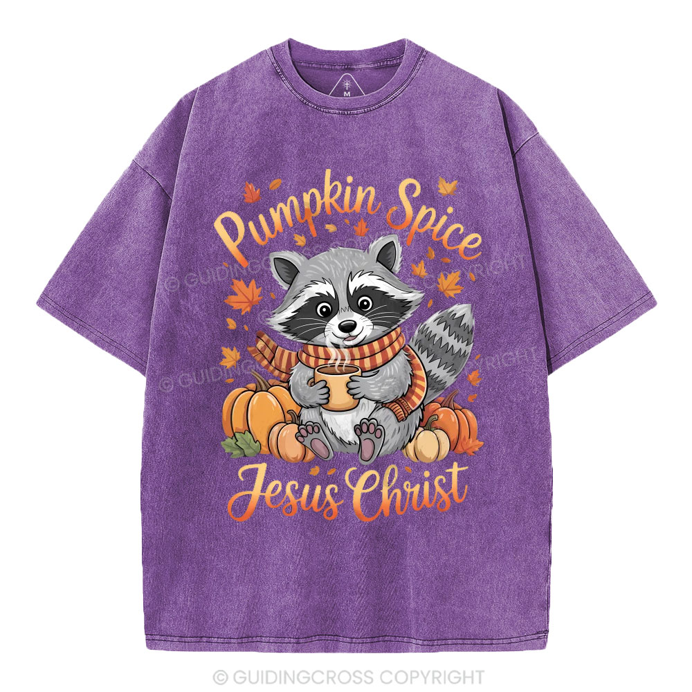 Pumpkin Spice And Jesus Christ Christian Washed T-Shirt