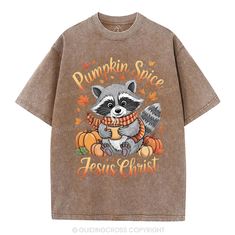 Pumpkin Spice And Jesus Christ Christian Washed T-Shirt