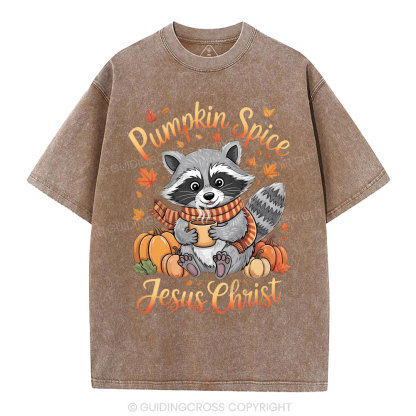 Pumpkin Spice And Jesus Christ Christian Washed T-Shirt