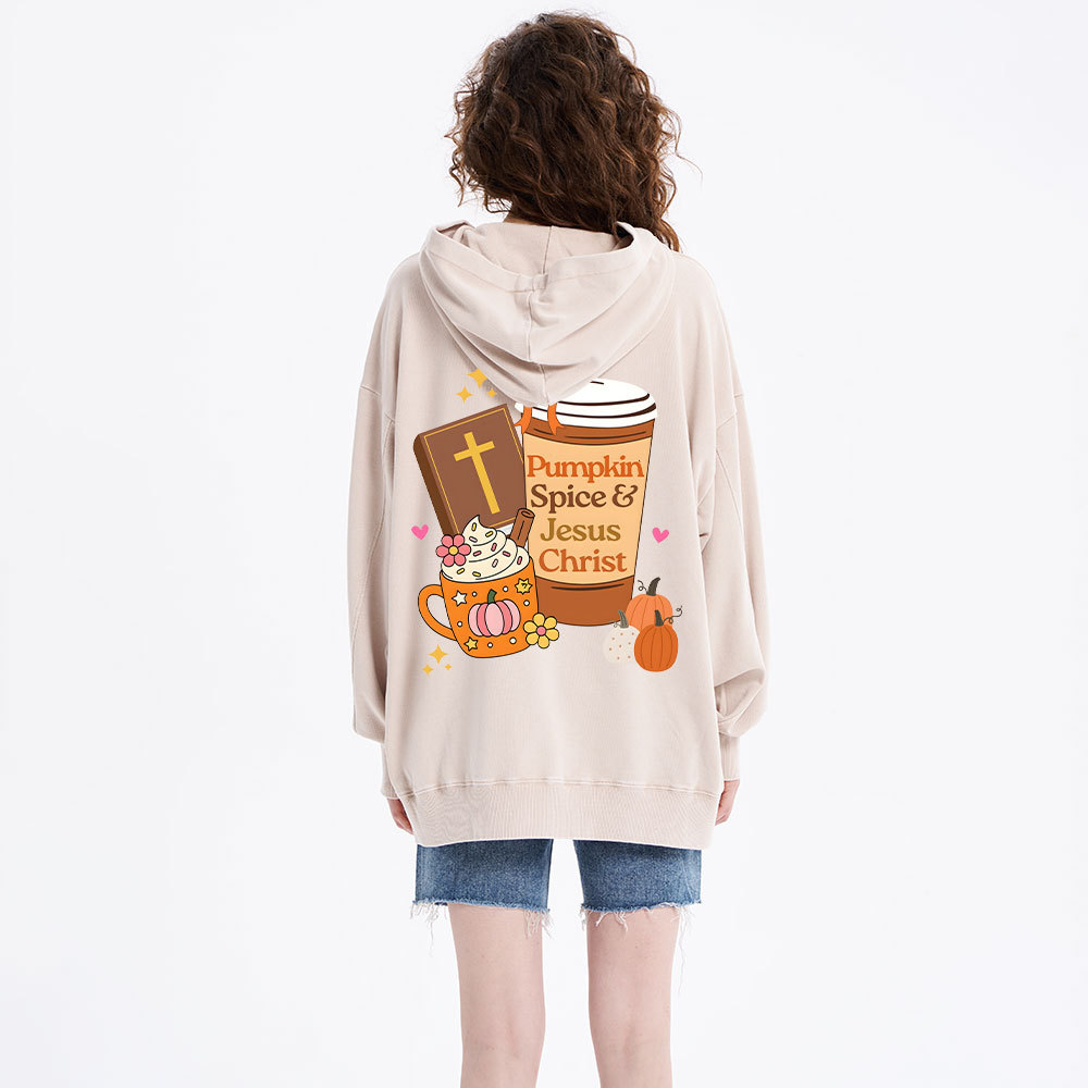 Pumpkin Spice And Jesus Christ Chrsitian Washed Hoodie 