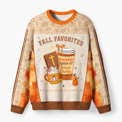 Pumpkin Spice And Jesus Christ Furry Christian Lightweight Sweater