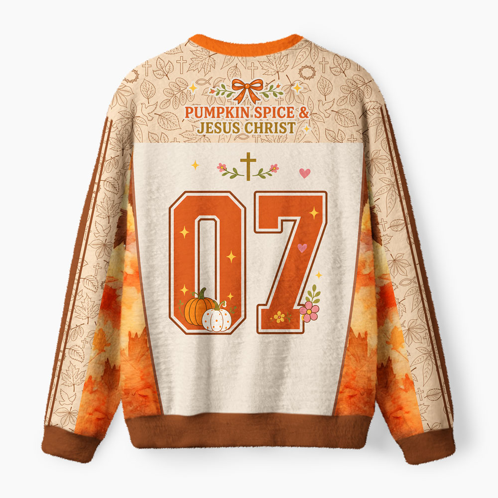 Pumpkin Spice And Jesus Christ Furry Christian Lightweight Sweater