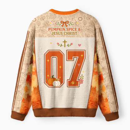Pumpkin Spice And Jesus Christ Furry Christian Lightweight Sweater