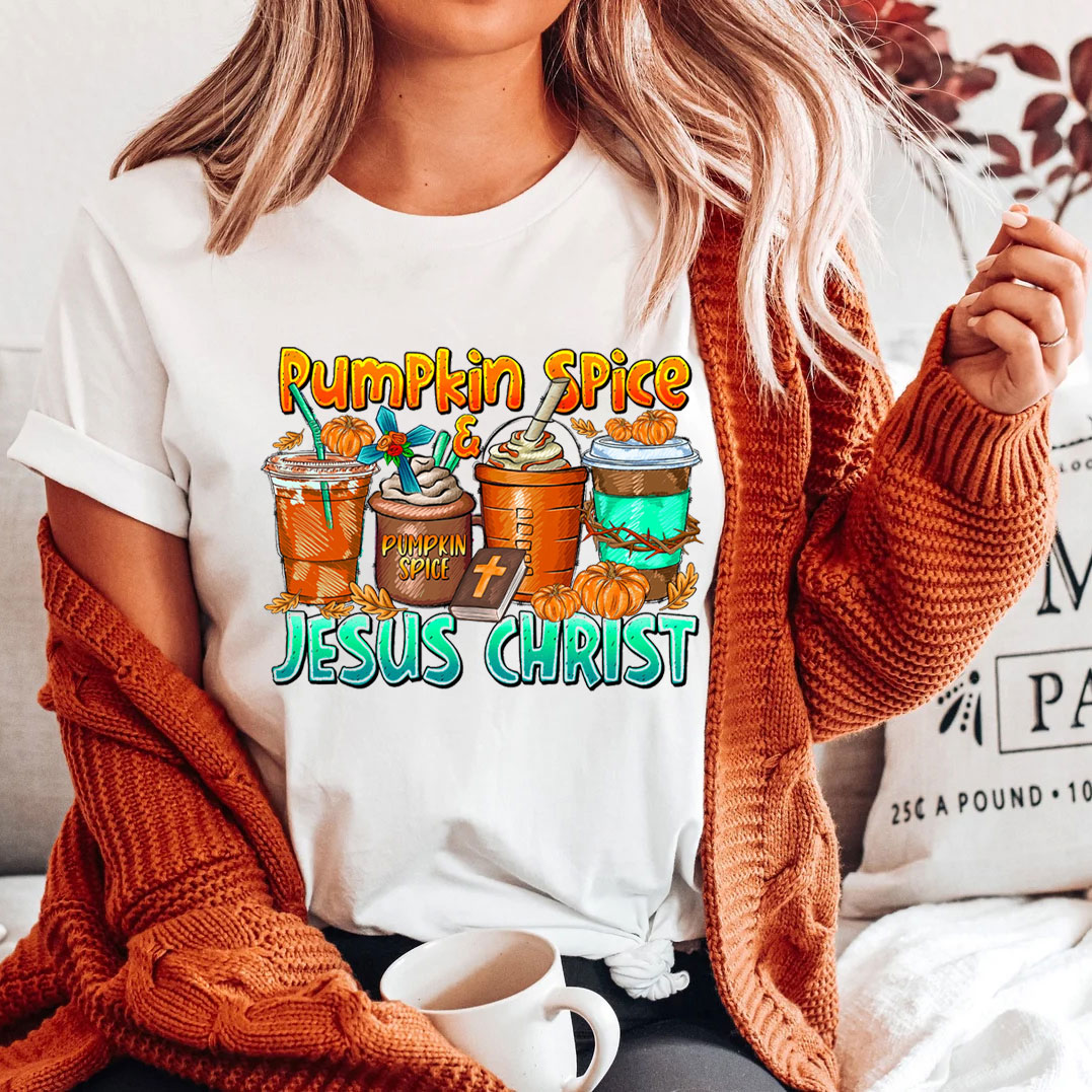 Pumpkin Spice Cross Christian T-Shirt